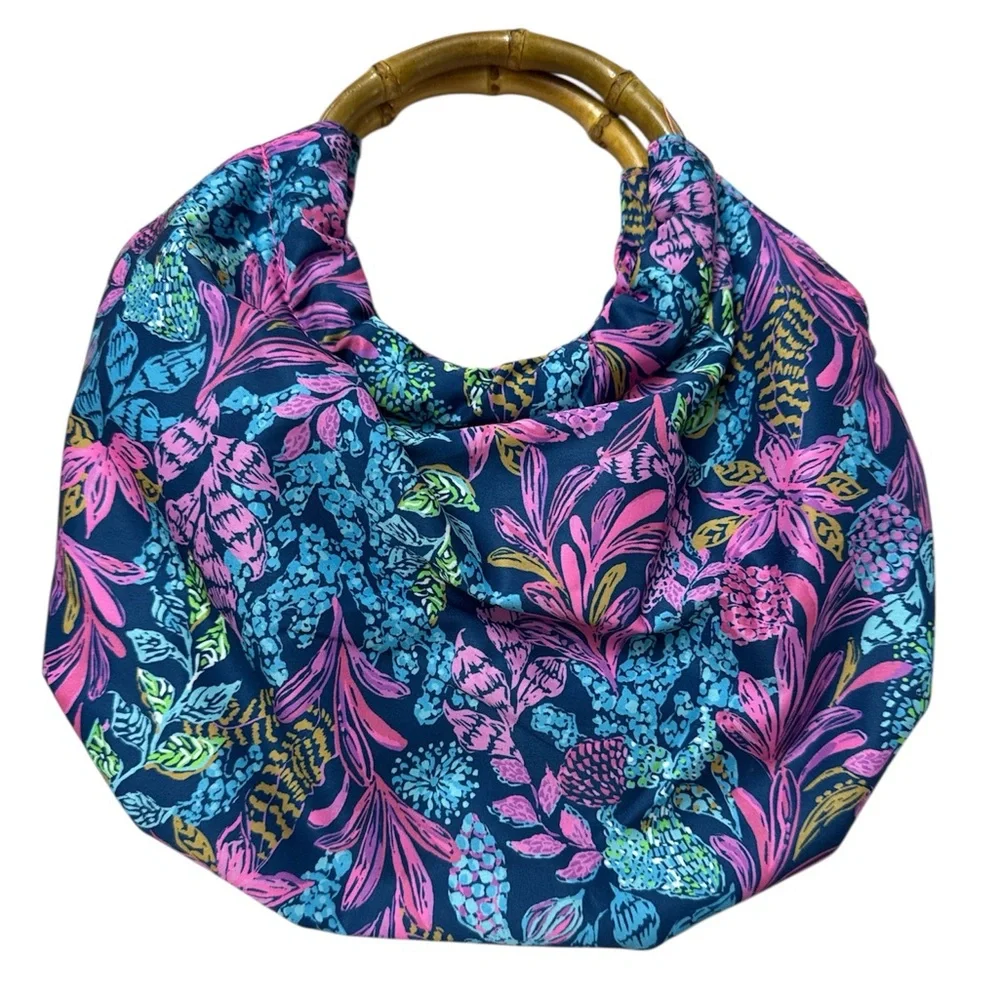 Lilly Pulitzer Bamboo Bag Aegean Navy Calypso Coast Print - Picture 4 of 9